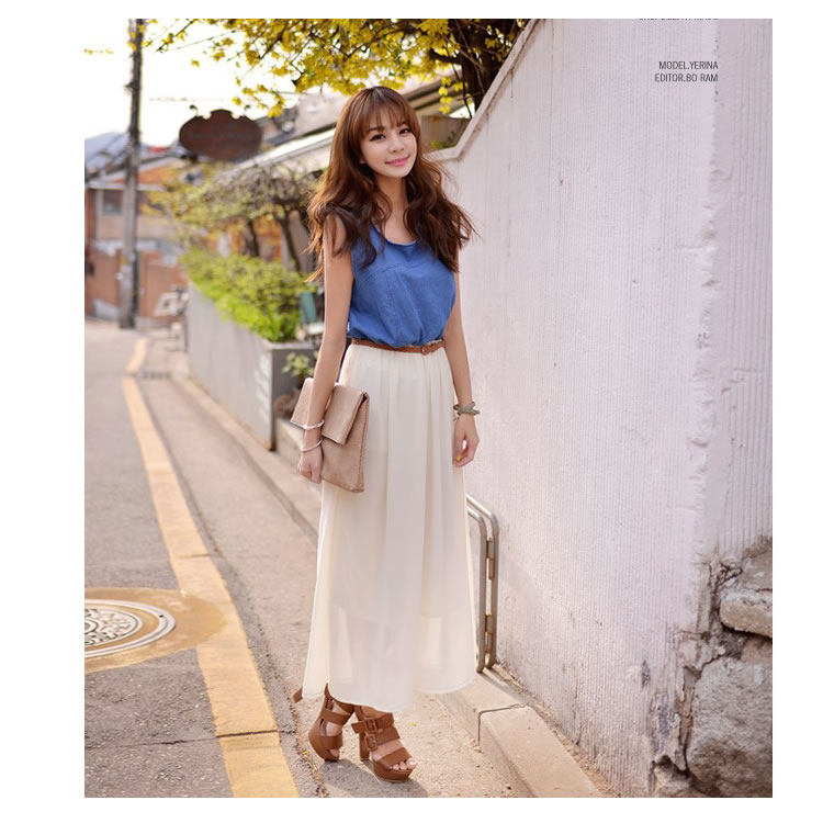 新款韓版連衣裙(單色牛仔藍+白色)**x152090931