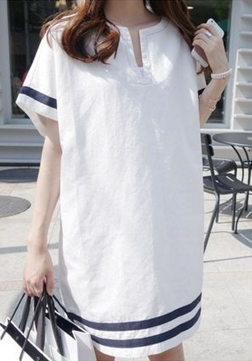 夏裝新款韓版連衣裙(白色)
