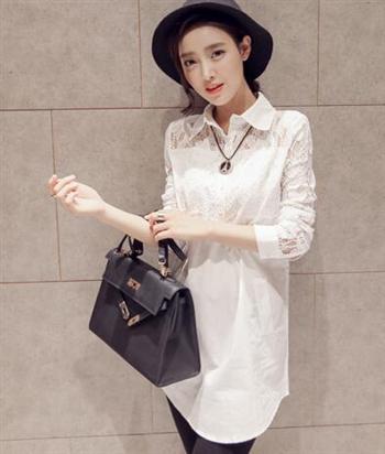 韓版蕾絲襯衣(白色)