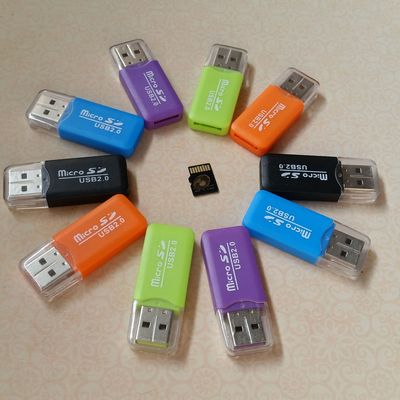 迷你讀卡器MicroSD/TF讀卡器TF讀卡器(顏色隨機)(support 500GB SD card)