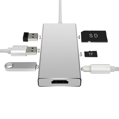 type-c轉HDMI轉換器4K HUB USB3.1 to 多功能集線器(顏色隨機)