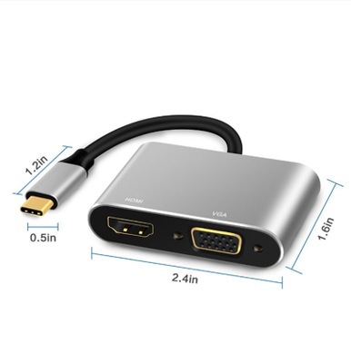 USB3.1 Type-C視頻線，USB3.1 Type-c To HDMI母+VGA母頻轉接線(顏色隨機)