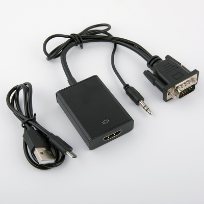 環保包裝VGA轉HDMI轉換器含音頻帶供電VGA轉HDMI轉接線