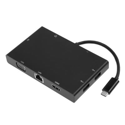 Type-C 8 in 1 Adapter USB Hubs USB-C to 4K HDMI VGA LAN