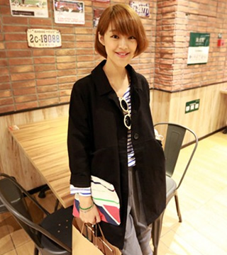 韓國好版型簡約時髦工裝風衣外套(黑色)